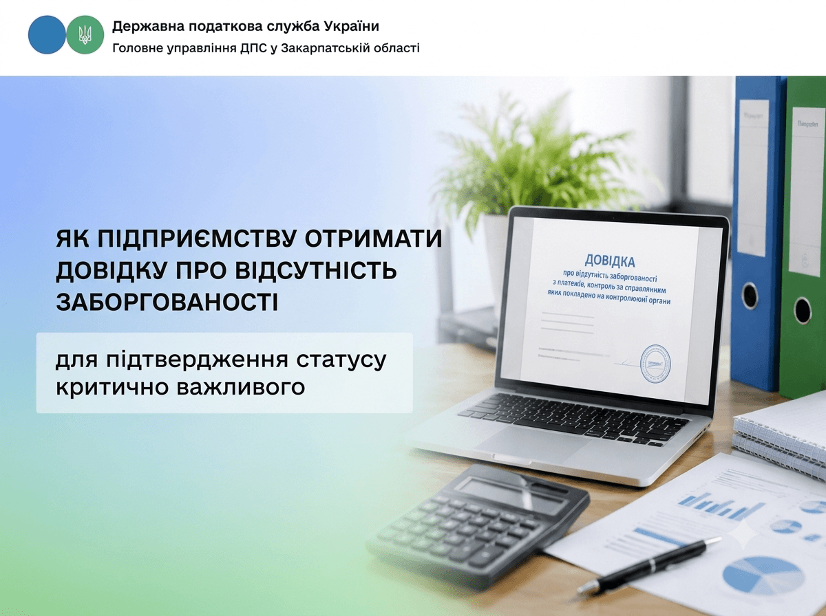 Як підприємству отримати довідку про відсутність заборгованості для підтвердження статусу критично важливого